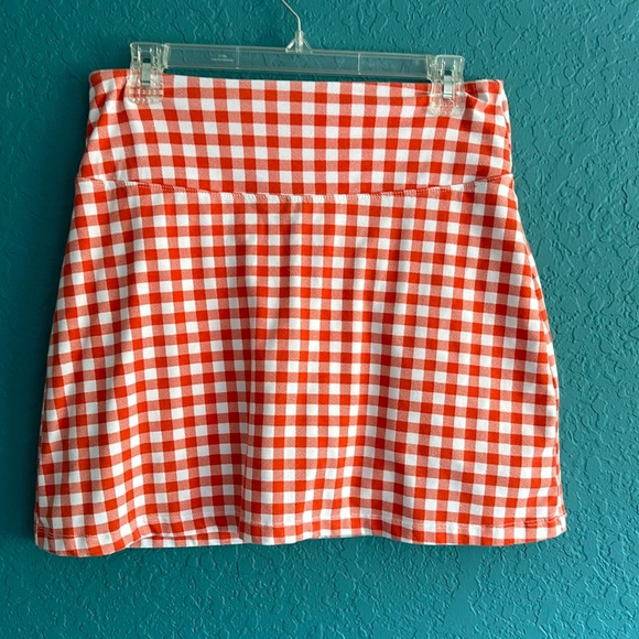 # Teezher M Orange Check Skort Stretchy   Very Cute - Picture 1 of 5